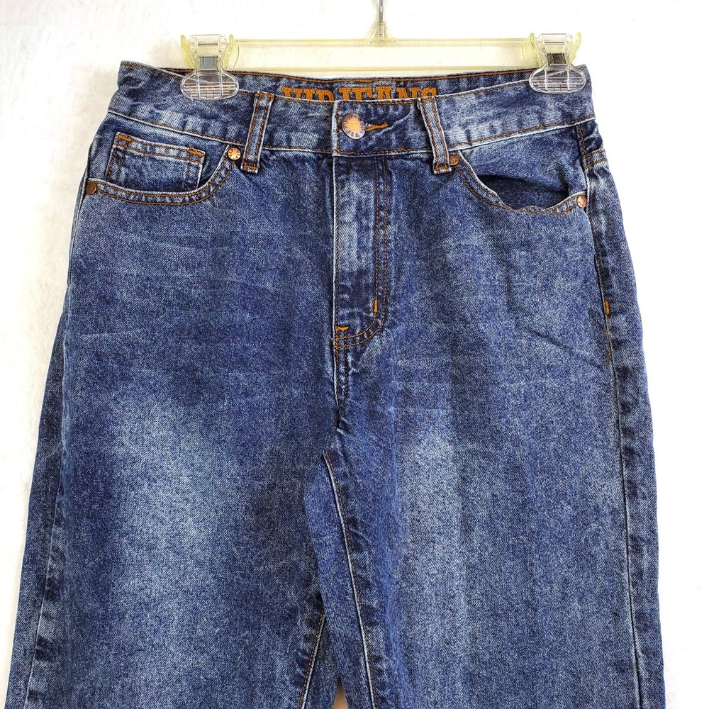 VIP Jeans Wide Leg Crop Acid Wash Blue Denim 100% Cotton Juniors Size 5/27 - Picture 3 of 6